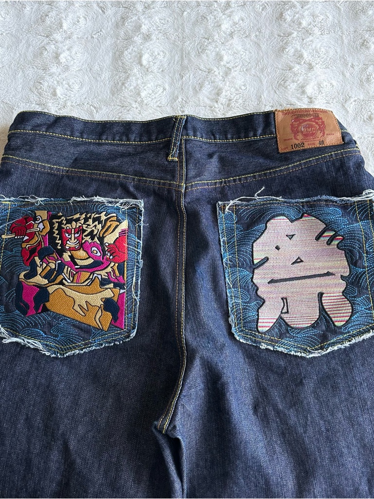 Vintage Red Monkey Company Rmc Jeans Mens 38x28 Tag 40 Indigo Embroidered Y2k